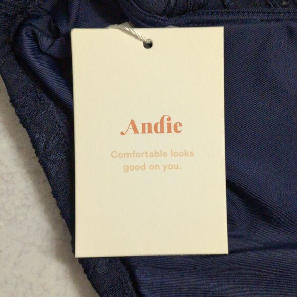 Andie Belmar Top Navy Blue Bikini Triangle Swimwear Bathing Suit Twisted M New - Picture 10 of 11